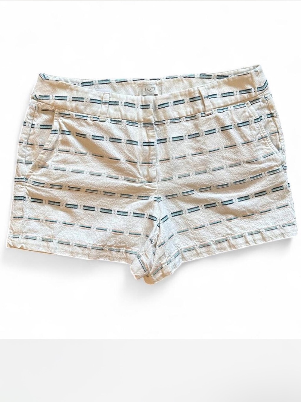 ANN TAYLOR LOFT Ivory and Multi Striped 4” Short — 8